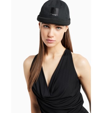 Armani Exchange Gorro de sarga de algodn negro