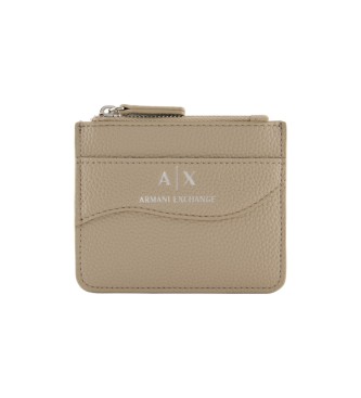 Armani Exchange Coated brown fabric coin purse