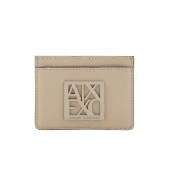 Armani Exchange Beige logo card holder