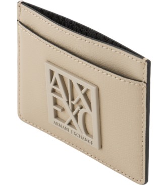 Armani Exchange Beige logo card holder