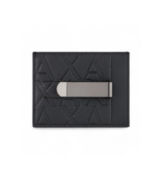 Armani Exchange Etui na kartę ASV z klipsem, czarne