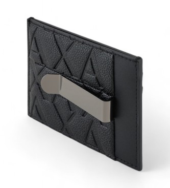 Armani Exchange Etui na kartę ASV z klipsem, czarne