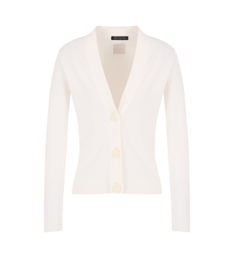 Armani Exchange Cardigan en maille recycle avec monogramme ASV patch blanc