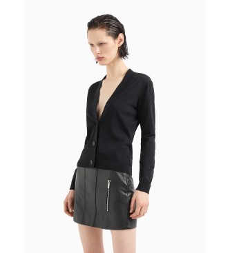 Armani Exchange Recycled knitted cardigan with ASV monogram patch black