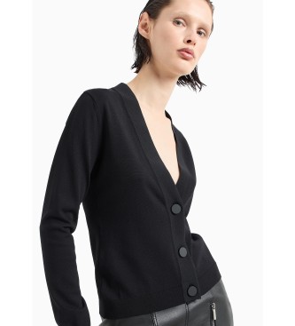 Armani Exchange Cardigan en maille recycle avec monogramme ASV noir