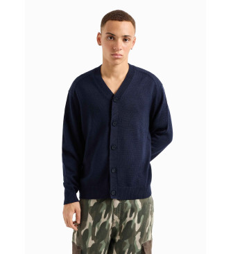 Armani Exchange Marinbl cardigan i ullblandning