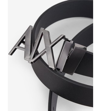 Armani Exchange Cinturn de piel negro, marino