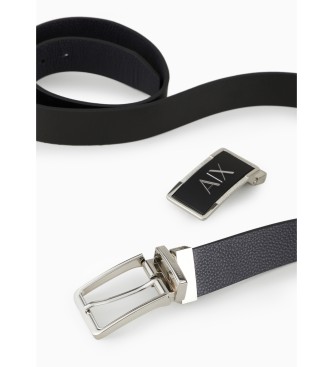 Armani Exchange Leather belt black, navy