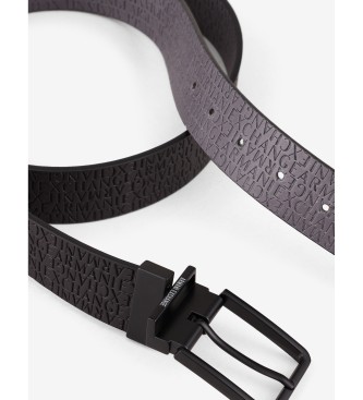 Armani Exchange Cintura in pelle nera e grigia