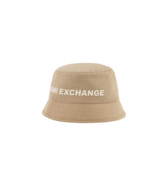 Armani Exchange Beige vissershoedje met logo