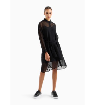 Armani Exchange Black Gauze Dress