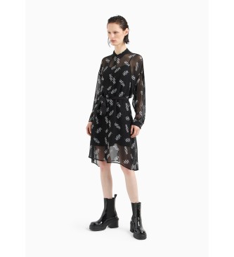 Armani Exchange Black Gauze Dress