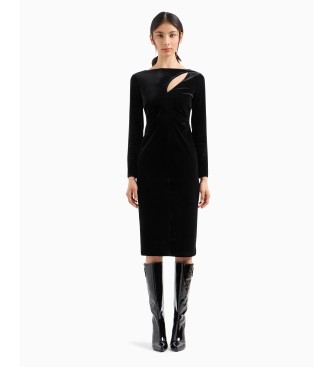 Armani Exchange Black chest slit dress