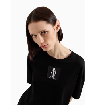 Armani Exchange T-shirt met monogram van organisch katoen ASV zwart