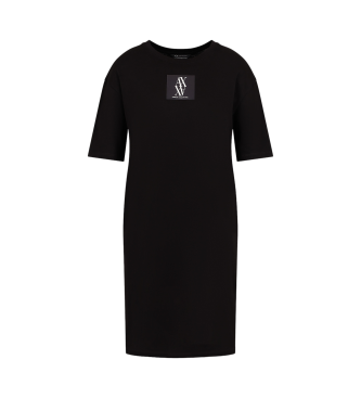 Armani Exchange T-Shirt-Kleid mit Monogramm aus Bio-Baumwolle ASV schwarz