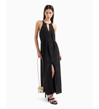 Armani Exchange Vestido preto comprido sem mangas