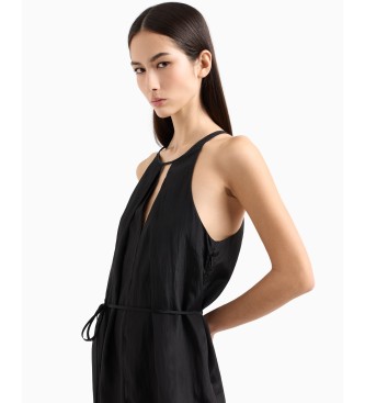 Armani Exchange Vestido preto comprido sem mangas