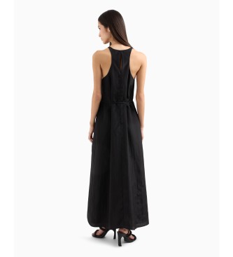Armani Exchange Vestido preto comprido sem mangas