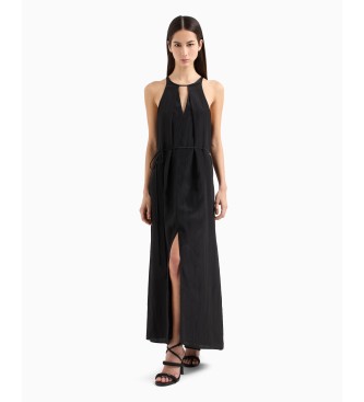 Armani Exchange Vestido preto comprido sem mangas