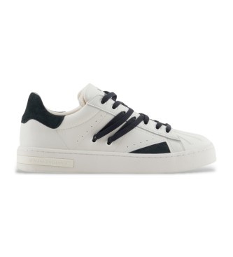 Armani Exchange White logo leather trainers