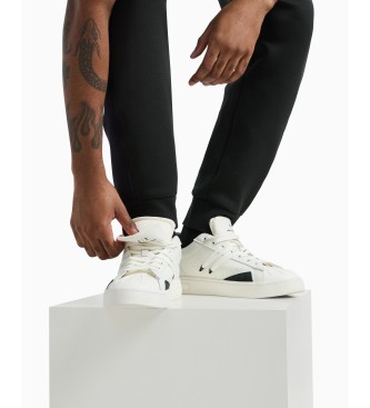 Armani Exchange White logo leather trainers