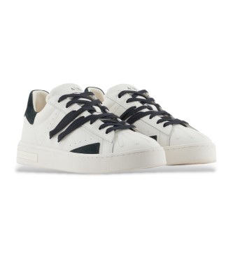 Armani Exchange White logo leather trainers