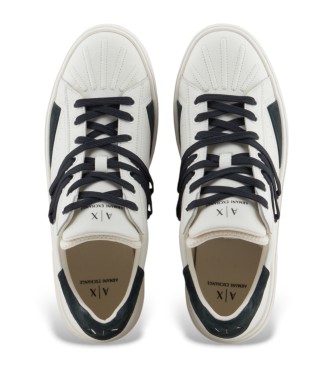 Armani Exchange White logo leather trainers