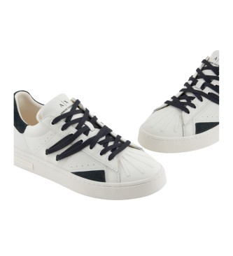 Armani Exchange White logo leather trainers