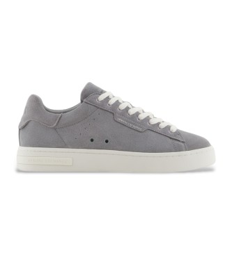 Armani Exchange Graue Lederpantoffeln