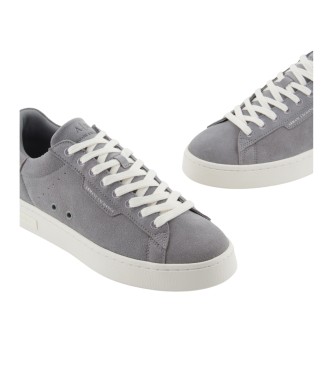 Armani Exchange Graue Lederpantoffeln