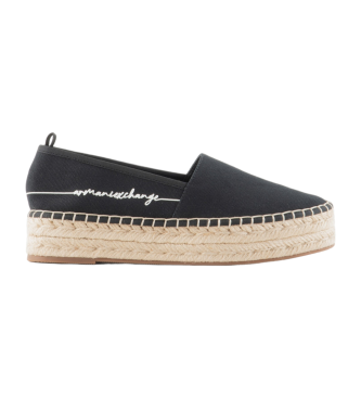 Armani Exchange Schwarze Espadrilles aus Segeltuch