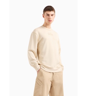 Armani Exchange Sweat-shirt beige  col ras du cou