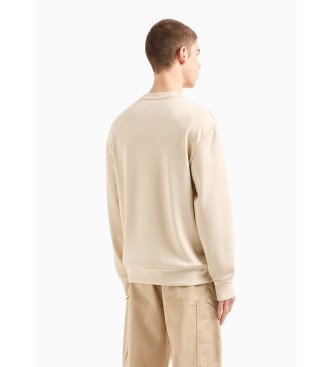 Armani Exchange Sweat-shirt beige  col ras du cou