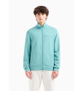 Armani Exchange Turquoise sweatshirt met volledige rits