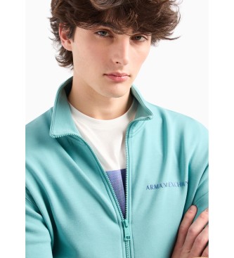 Armani Exchange Turquoise sweatshirt met volledige rits