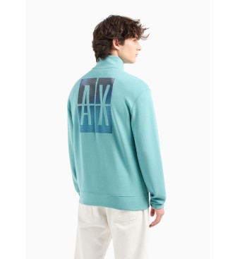 Armani Exchange Trkisfarbenes Sweatshirt mit durchgehendem Reiverschluss