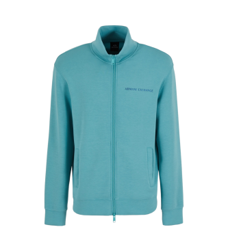 Armani Exchange Turquoise sweatshirt met volledige rits