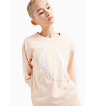 Armani Exchange sweatshirt van French Terry stof roze