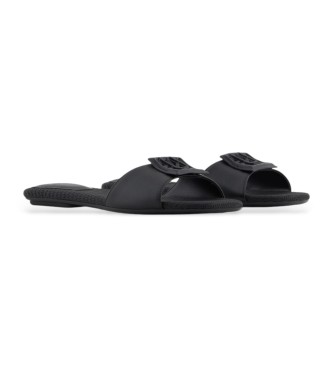 Armani Exchange Sandales plates Micro-SA noir