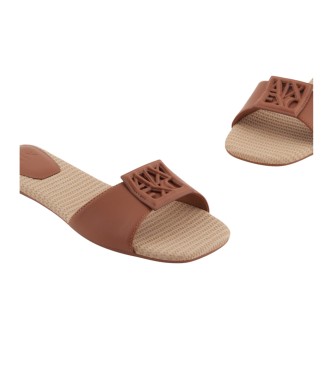 Armani Exchange Braune flache Sandalen