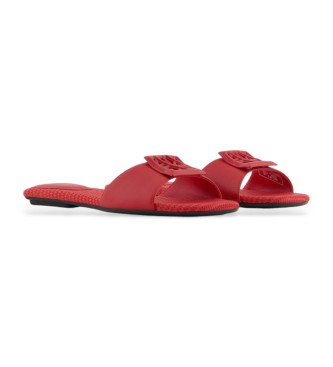 Armani Exchange Rote flache Sandalen