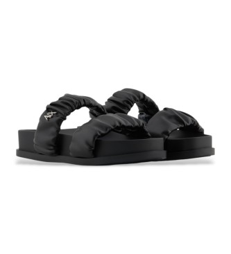 Armani Exchange Sandales plates noires