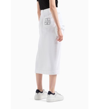 Armani Exchange White midi tube skirt