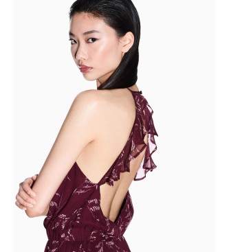 A|X Armani Exchange Burgundy chiffon jumpsuit