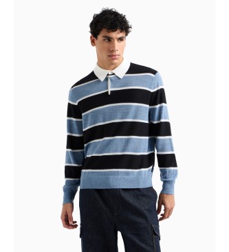 Armani Exchange Langrmeliges blaues Poloshirt