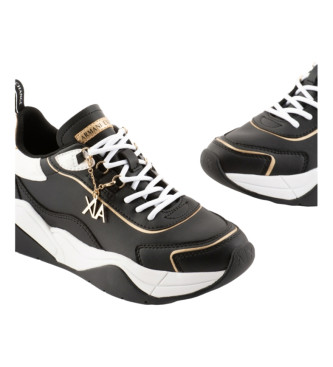 Armani Exchange Black Smooth Leather Sneakers