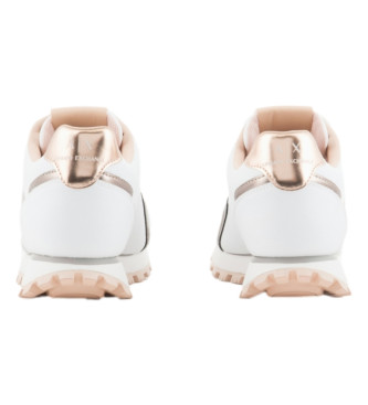 Armani Exchange Witte gelamineerde pantoffels