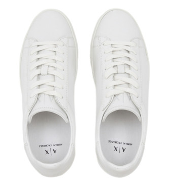 Armani Exchange White Smooth Leather Sneakers