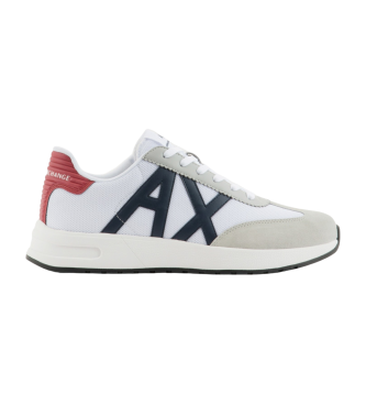 Armani Exchange Weie Turnschuhe mit Wildledereffekt