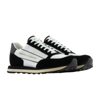 Armani Exchange Zapatillas de piel Lace Up blanco, negro